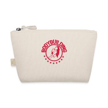bodybuilding fitness body woman logo - Organic Pouch - nature - Front
