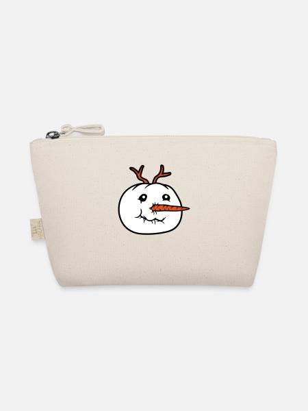 snowman face head cool winter christmas ka - Organic Pouch - nature - Front