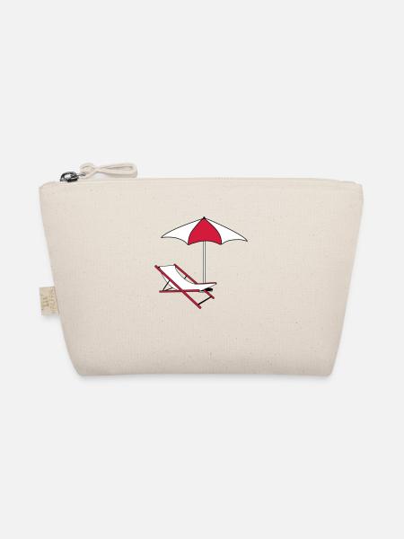 umbrella parasol deckchair beach chair holiday - Organic Pouch - nature - Front