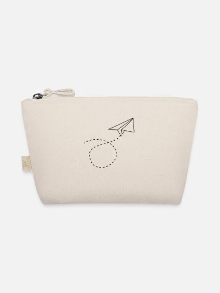 dashed line paper airplane folded toy airplane fly - Organic Pouch - nature - Front