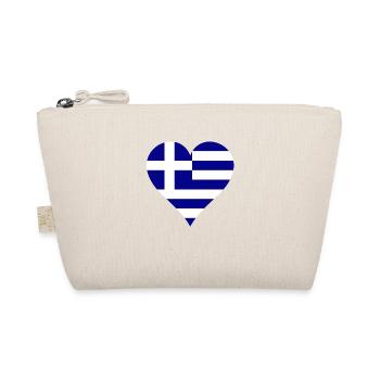 Griechische Flagge als Herz - Bio-Täschchen - Natur - Vorne