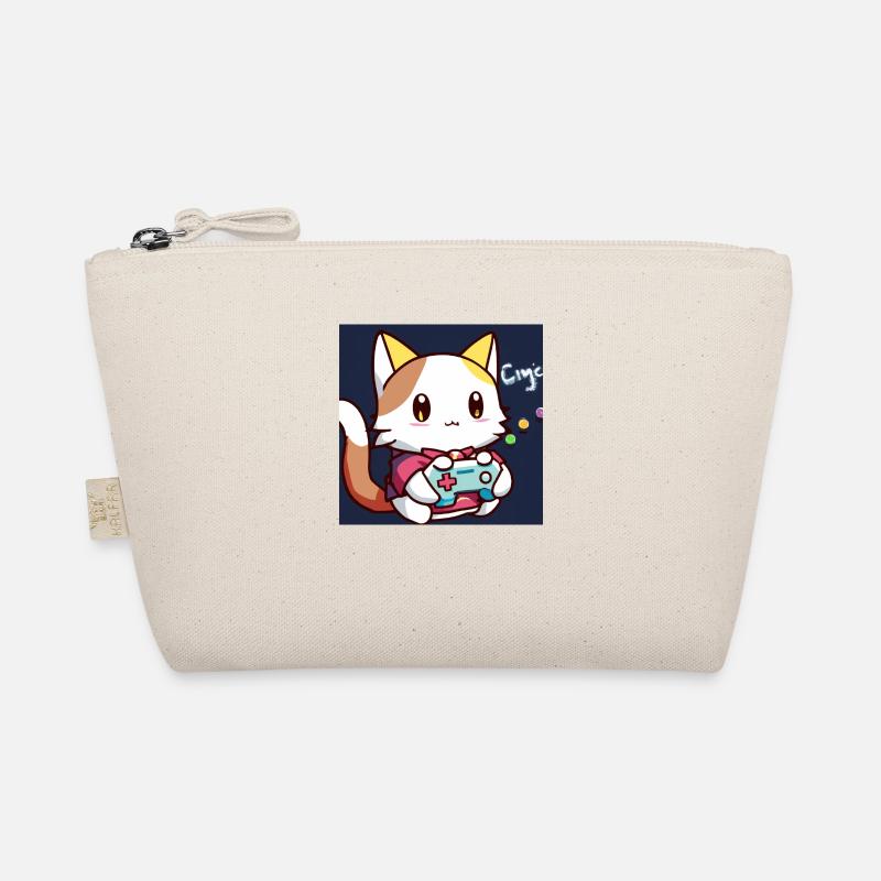 Kaweii Cat Playing Computer Games Organic Pouch