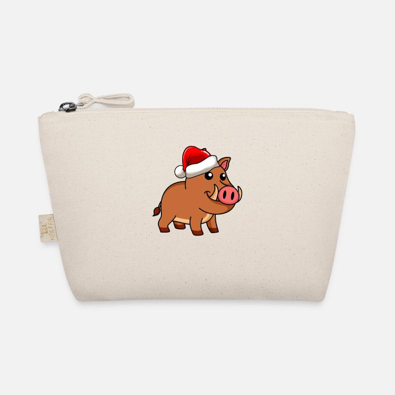 Wildschwein Comic Weihnachten Bio-Täschchen