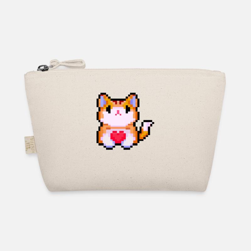 Pixelart Cat with Heart - Bio-Täschchen - Natur