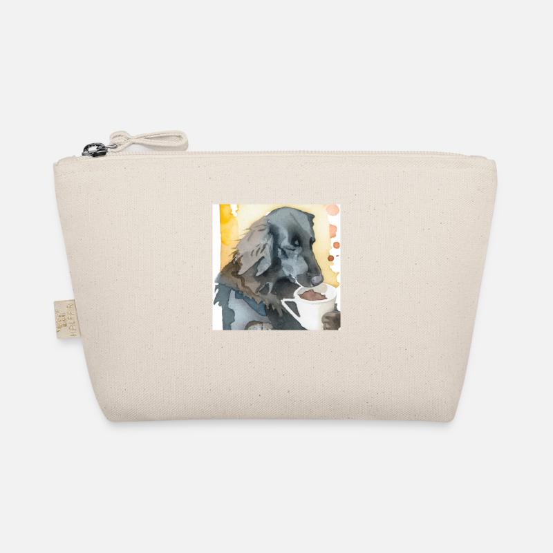 Flat coated retriever drinking coffee Bio-Täschchen