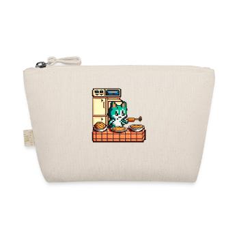 Cat in 8 bit as a chef in the kitchen at the stove - Organic Pouch - nature - Front