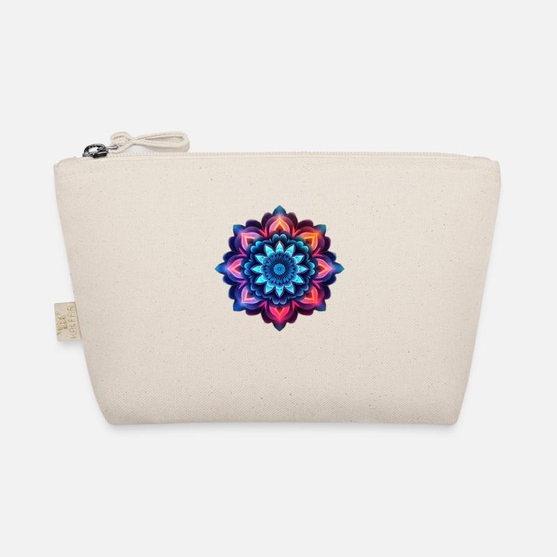Mandala bunte Blume Neon Bio-Täschchen