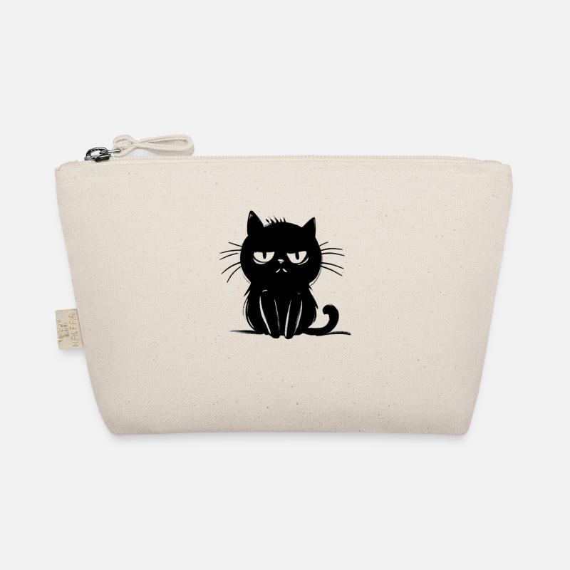 annoyed black cat - cute drawing Organic Pouch