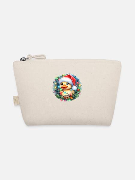 Christmas Duck - süßes Weihnachtsküken - Bio-Täschchen - Natur
