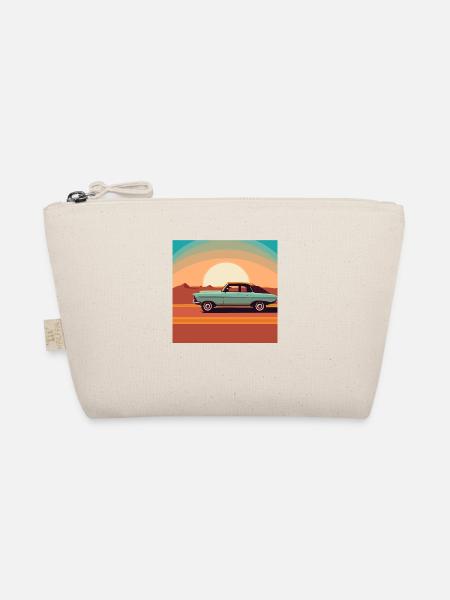 Oldimter / Auto / Sonnenuntergang - Bio-Täschchen - Natur