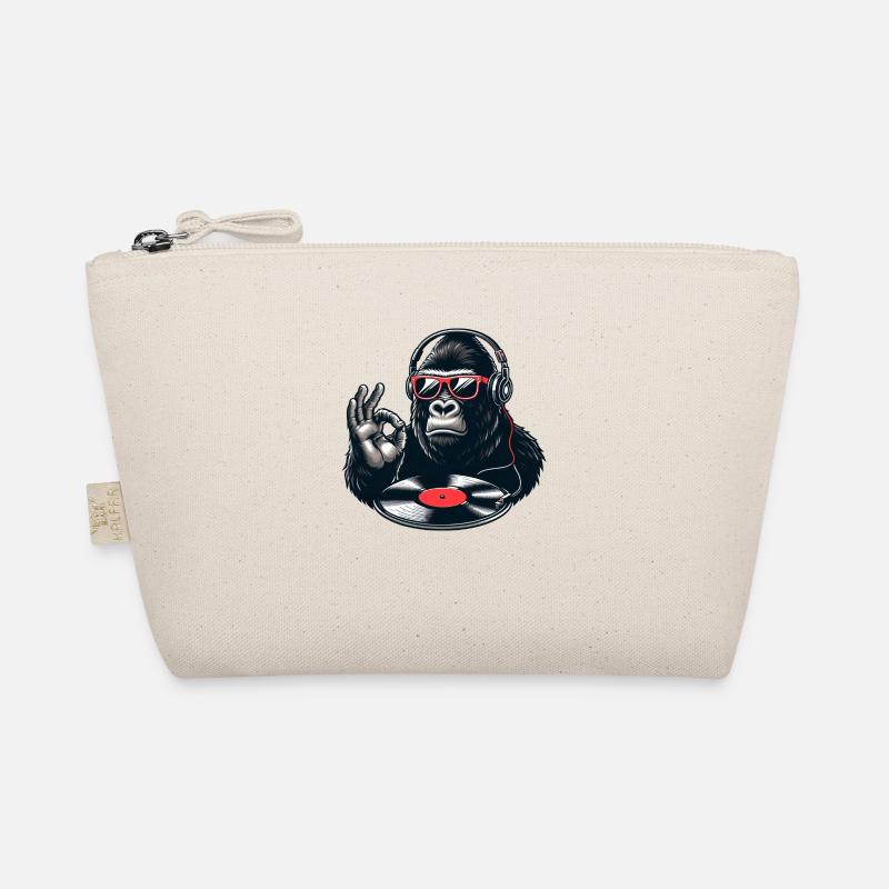 DJ Gorilla Ape beats with Record player and Vinyl - Bio-Täschchen - Natur