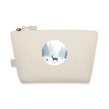 Lone Deer Christmas Winter Snow Forest Landscape - Organic Pouch - nature - Front