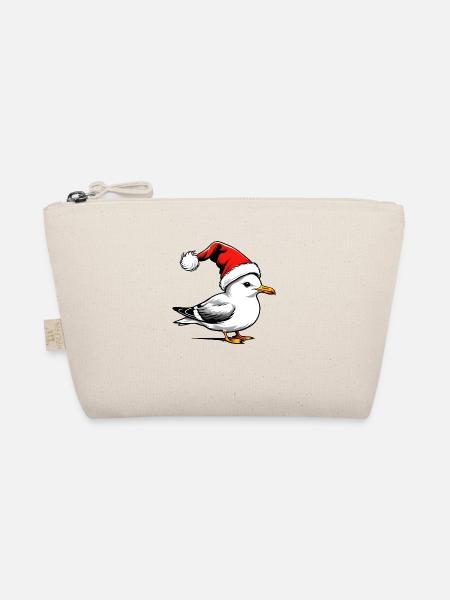 Weihnachts-Möwe mit Mütze - Bio-Täschchen - Natur - Vorne