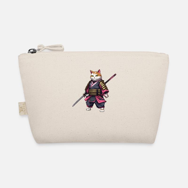 Samurai Cat & Cherry Blossoms #3 Organic Pouch