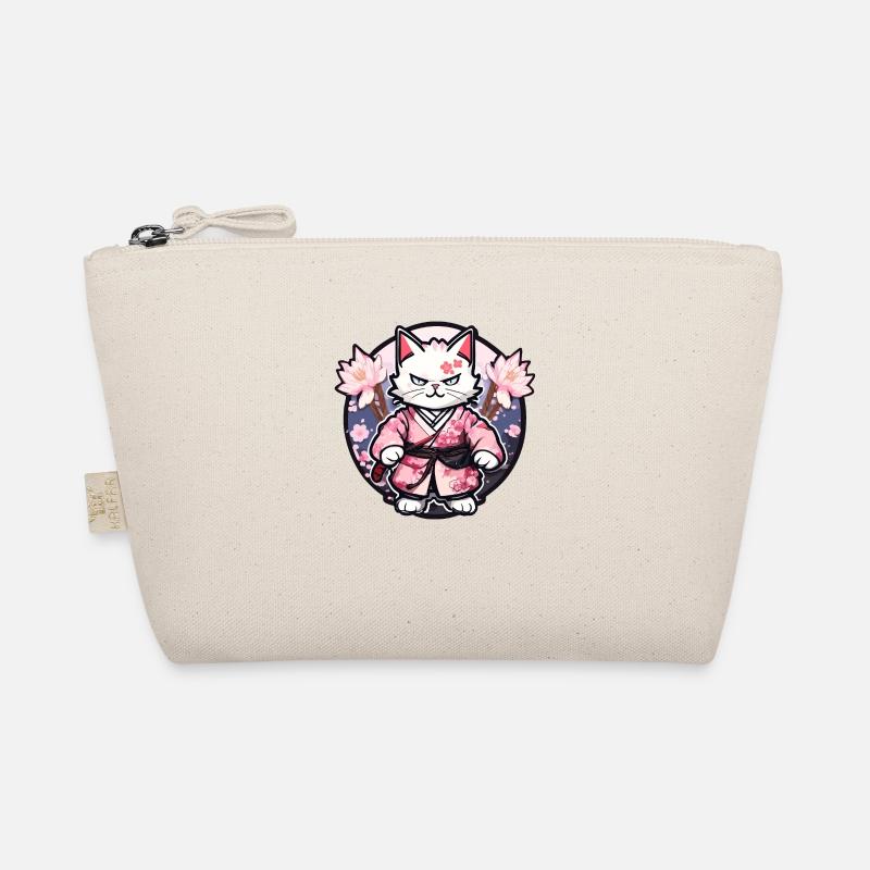 Samurai Cat & Cherry Blossoms #10 Organic Pouch