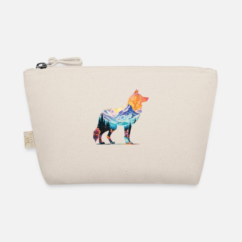 Wolf silhouette landscape art deco Organic Pouch