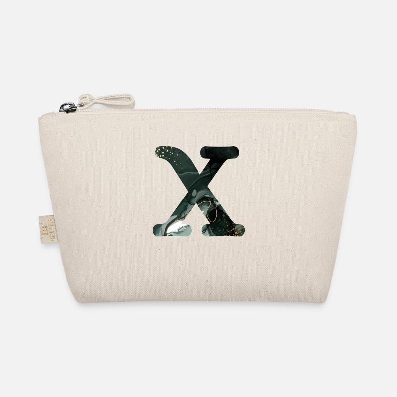 Green Marbled X Letter Organic Pouch