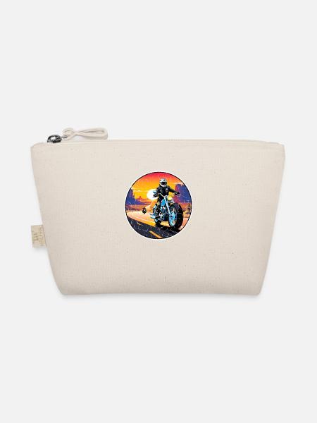 moto et couché de soleil, cadeau motard - Trousse biologique - nature - Devant