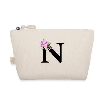 Purple floral letter n - Organic Pouch - nature - Front