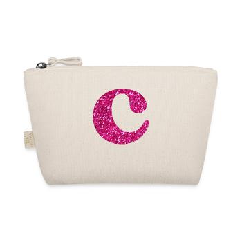 Letter c pink glitter - Organic Pouch - nature - Front
