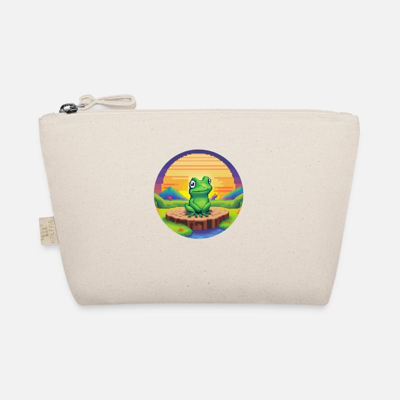 Retro Pixel Frosch - Bio-Täschchen - Natur
