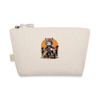 Cat Motocross Bike Gift Supermoto Motorcycle - Organic Pouch - nature - Front