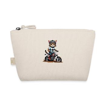 Cat Motocross Bike Gift Supermoto Motorcycle - Organic Pouch - nature - Front