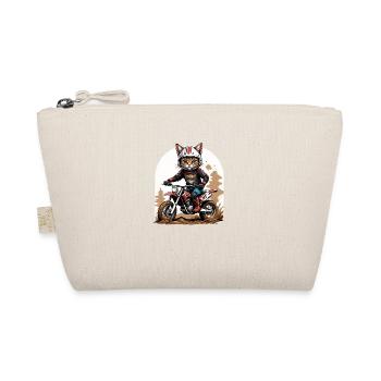 Cat Motocross Bike Gift Supermoto Motorcycle - Organic Pouch - nature - Front