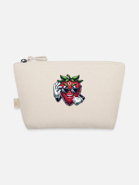Cool Strawberry Fruit Comic with Sunglasses - Organic Pouch - nature - Front