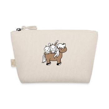 2 Bunny Bird Horse Riding Rider Horse Waving - Organic Pouch - nature - Front