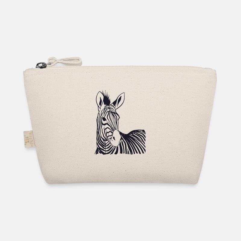 Zebra Porträt Zebrakopf - Bio-Täschchen - Natur