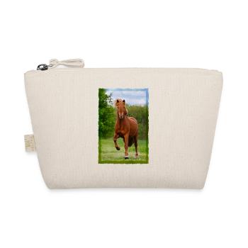 Icelandic horse running in tölt over meadow horse photo - Organic Pouch - nature - Front