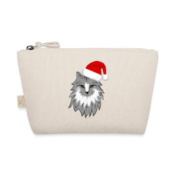 Graue Katze Weihnachten - Bio-Täschchen - Natur - Vorne