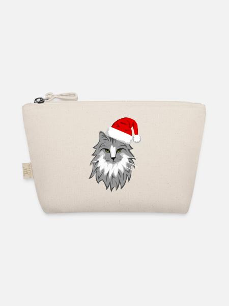 Graue Katze Weihnachten - Bio-Täschchen - Natur