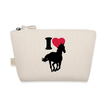 I love horses - Ich liebe Pferde - Bio-Täschchen - Natur - Vorne