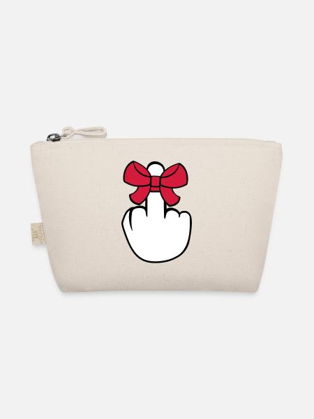 wanker middle finger show insult fuck you f - Organic Pouch - nature - Front