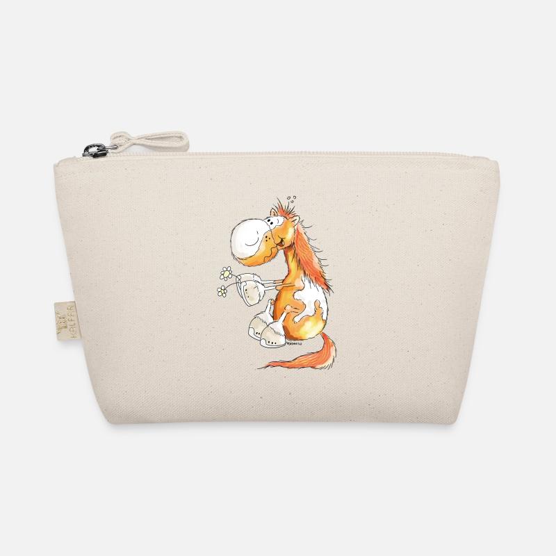 Pferd mit Blume - Pferde - Pony - Fuchs - Geschenk Bio-Täschchen