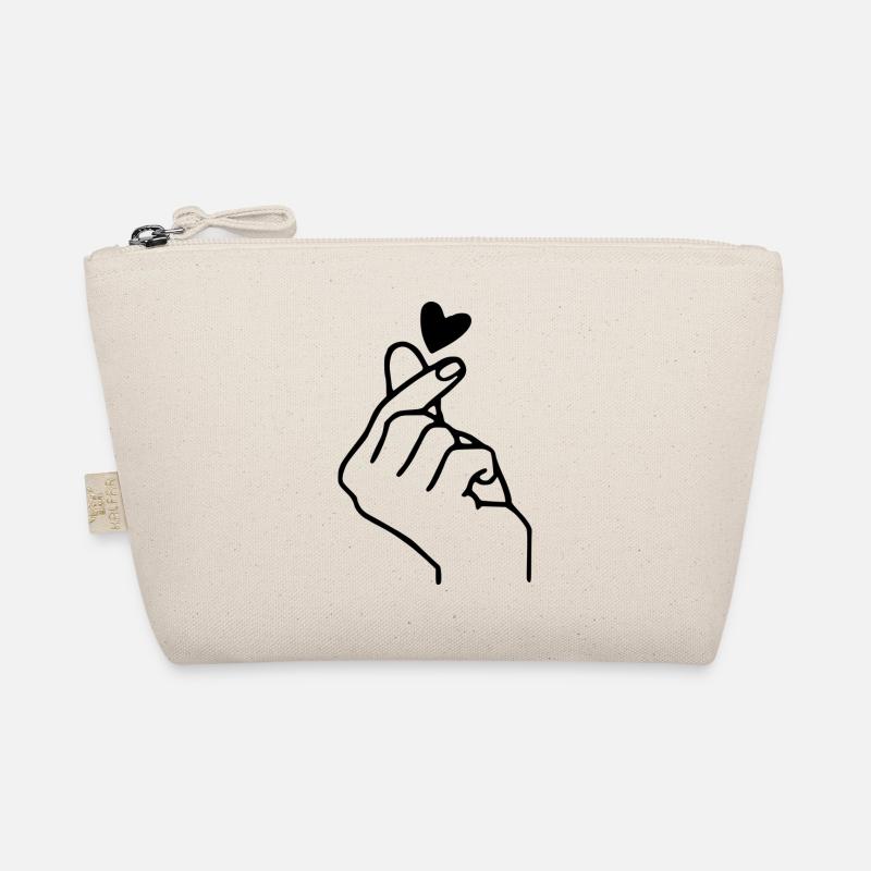 schnippende Hand mit Herz - Bio-Täschchen - Natur