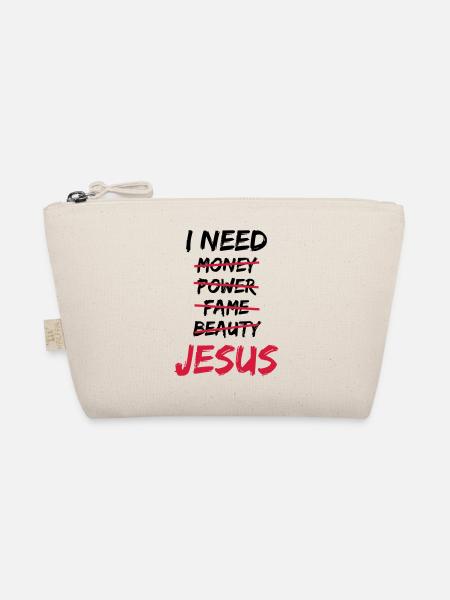 I need Jesus - Organic Pouch - nature - Front