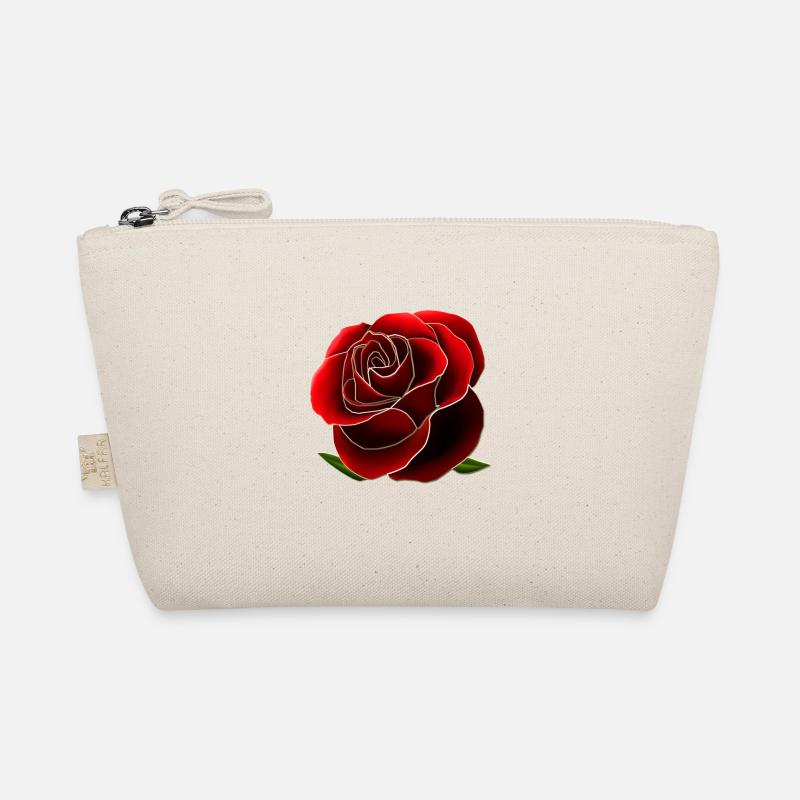 Rote Rose, Blüte mit glänzenden Rändern, 3D Optik Bio-Täschchen