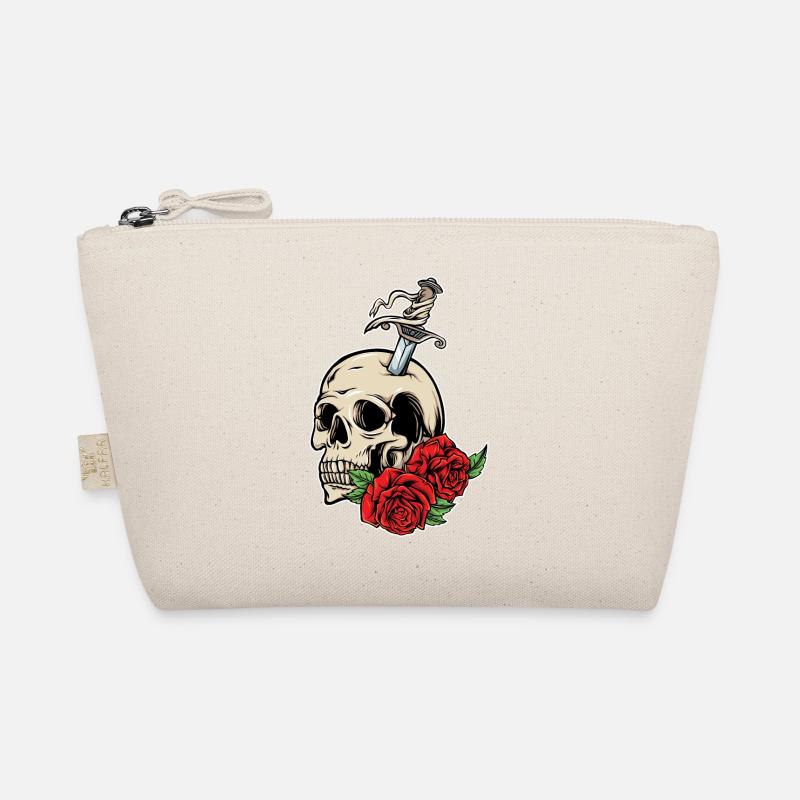 Skull Rose Cool Vintage Motif Organic Pouch
