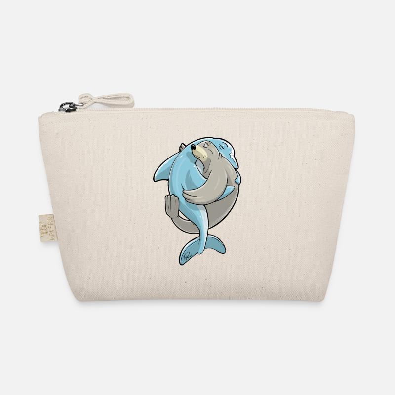 Beste Freunde für immer. Robbe & Delfin ❤️ - Bio-Täschchen - Natur