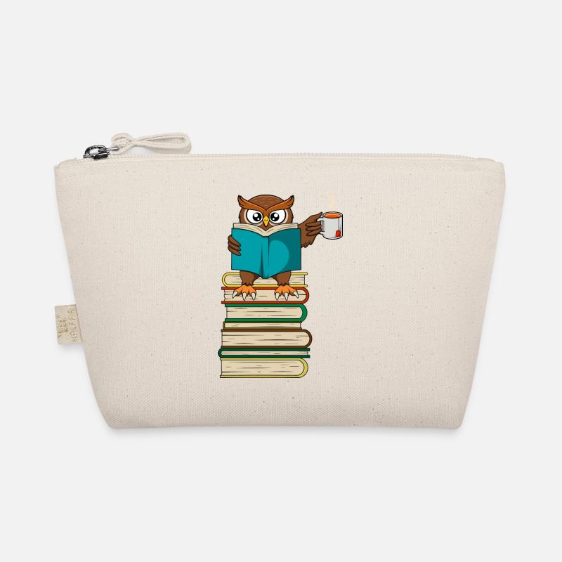 Funny Owl Book Reading and Drinking Tea Organic Pouch