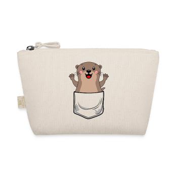 Otter in Tasche süße Otter Brusttasche - Bio-Täschchen - Natur - Vorne