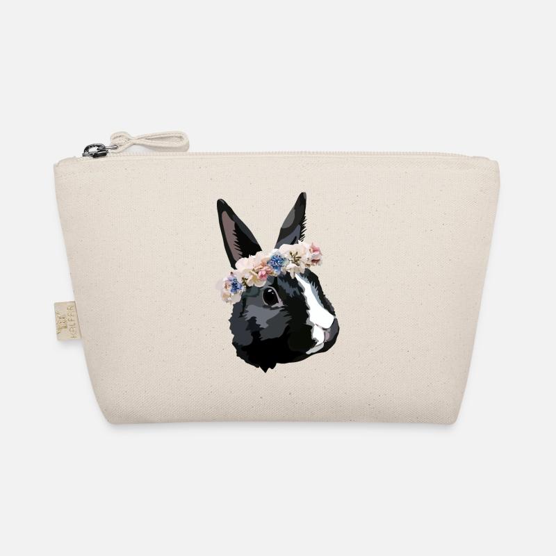 rabbit with flower wreath - Organic Pouch - nature