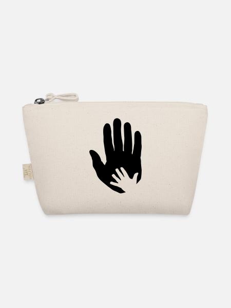 Baby, child hand in adult parent hand. - Organic Pouch - nature - Front