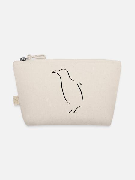 Pinguin Line Art - Minimalistisch - Bio-Täschchen - Natur