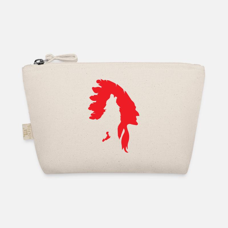 Indianer - Indianer Häuptling mit Wolf - Bio-Täschchen - Natur
