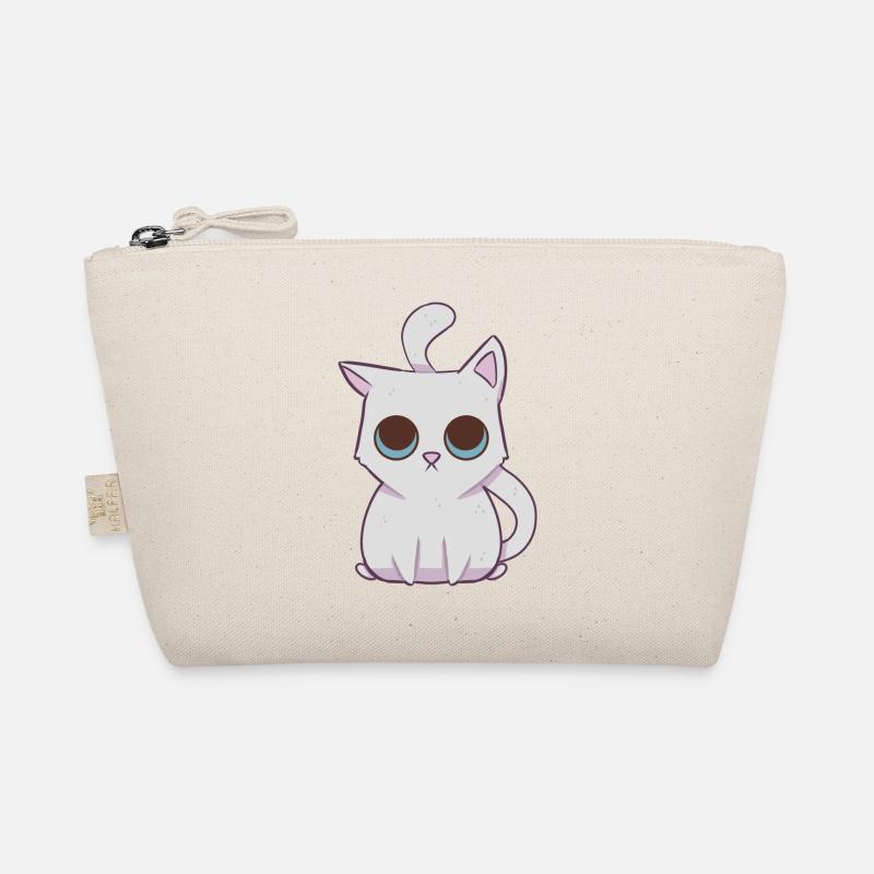 White kawaii kitty Organic Pouch