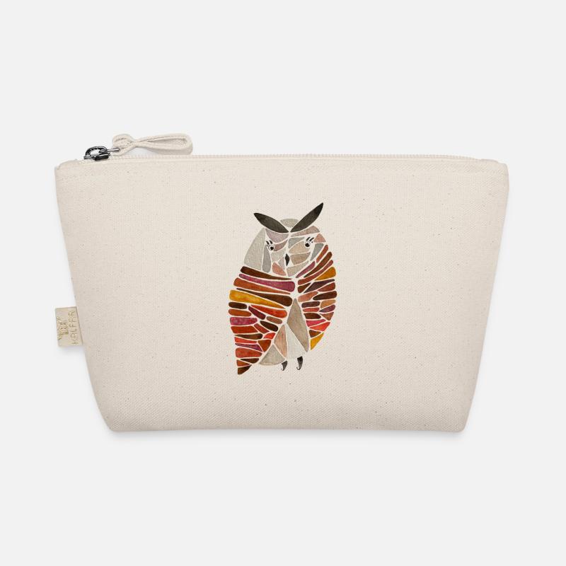 Owl in ornament pattern in beige/brown/red Organic Pouch